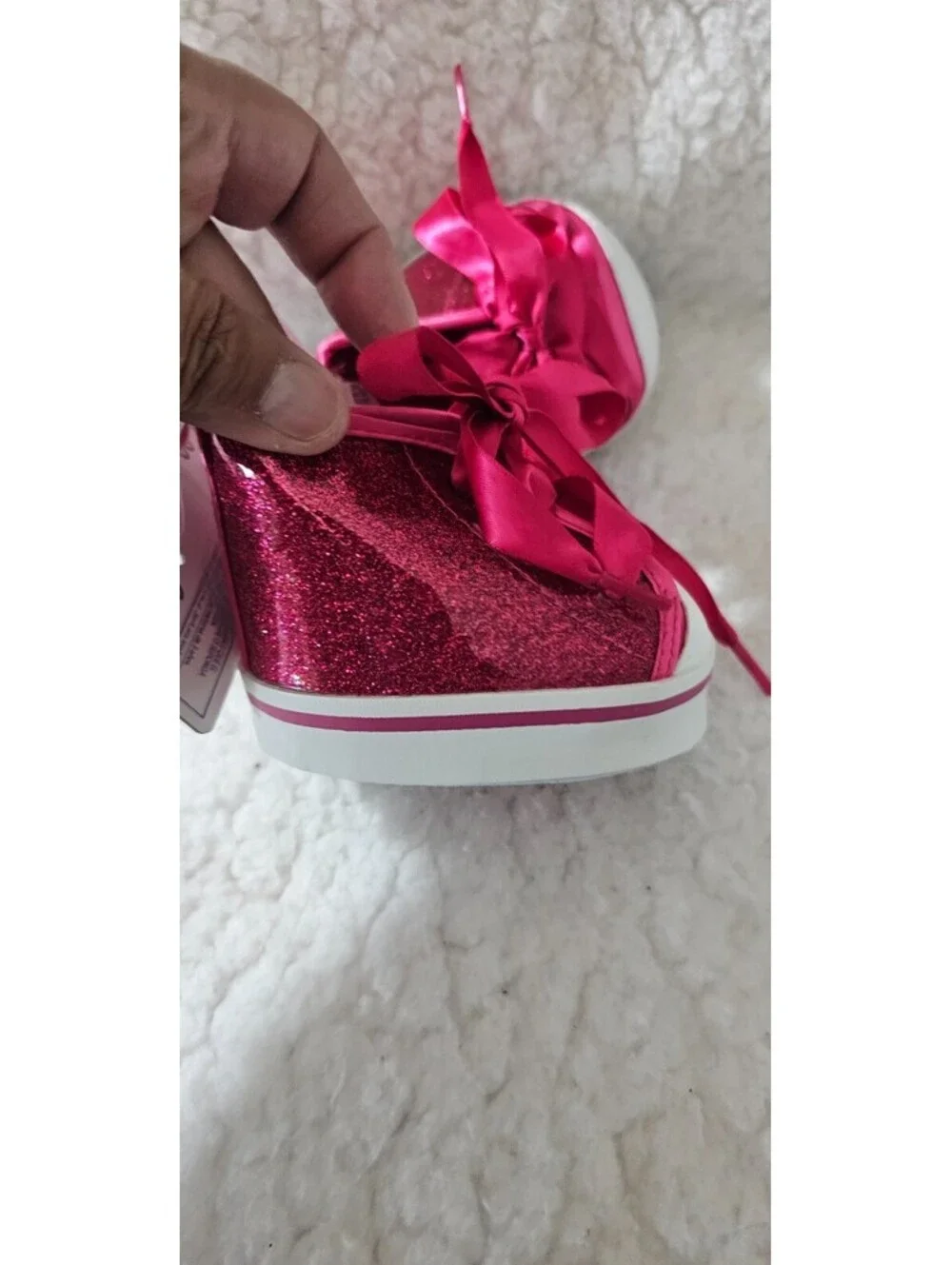 New Build A Bear Workshop Hi Top Shoes Glitter Tennies Pink Accessories Sparkle